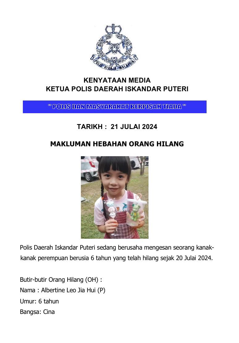 Polis Sedang Mengesan Kanak-Kanak Hilang Di Johor, Minta Kerjasama ...