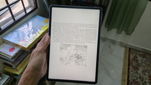 The ebook mode creates the impression that you're reading an actual page from a book.