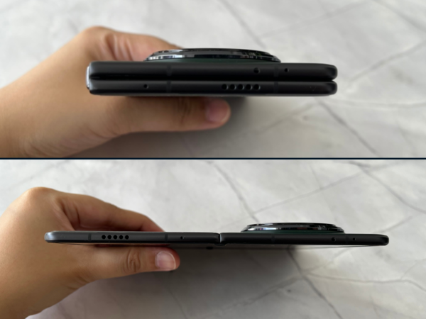 A comparison of the phone folded and unfolded.