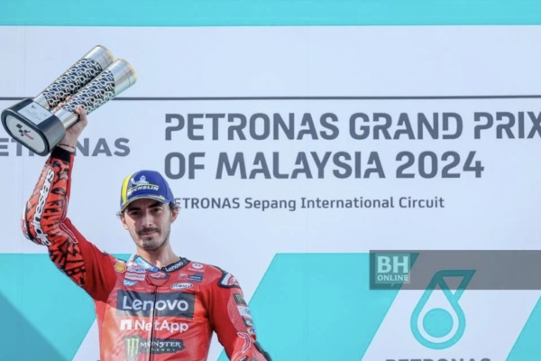 elumba Ducati Lenovo, Francesco Bagnaia menjuarai perlumbaan MotoGP PETRONAS Grand Prix (GP) Malaysia 2024.