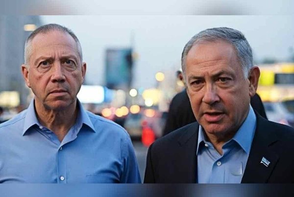 Gallant (kiri) dan Netanyahu (kanan).