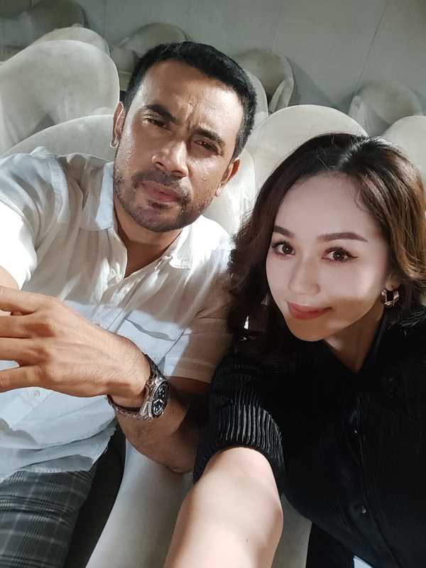 Remy Ishak and Sophia Albarakhbah on the set of 'Marina'.