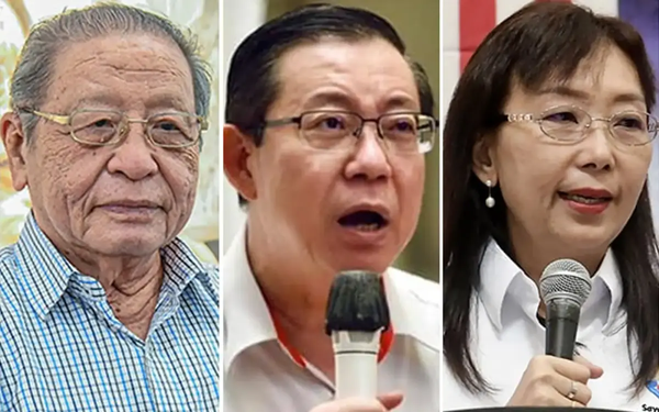 From left to right: Lim Kit Siang, Lim Guan Eng, and Teresa Kok.