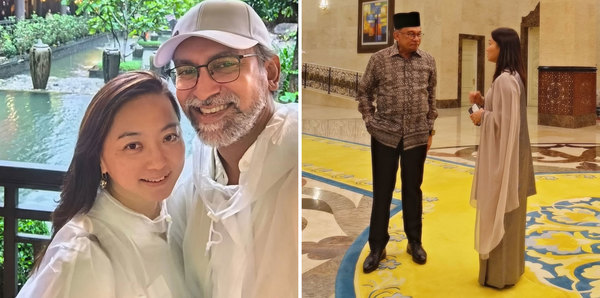 Yeoh expressed gratitude for her husband, Ramachandran Muniandy (left), and Prime Minister Datuk Seri Anwar Ibrahim (right).