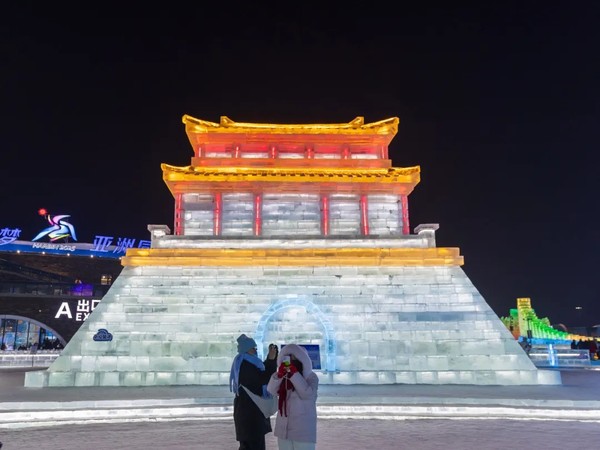 An ice replica of Namdaemun, South Korea.