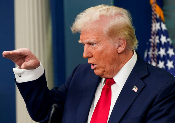 US President Donald Trump speaks to reporters about Wednesday's deadly midair collision between a US Army Black Hawk helicopter and American Eagle flight 5342 near Ronald Reagan Washington National Airport, in the Brady Press Briefing Room at the White House in Washington, US, 30 January, 2025.