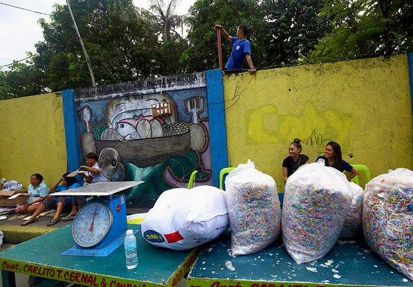 Plastic trash collected for the “Palit Basura Para Sa Pagkain Sa Mesa” (Trash for Food) project in Barangay Addition Hills, Mandaluyong City in January 2024.