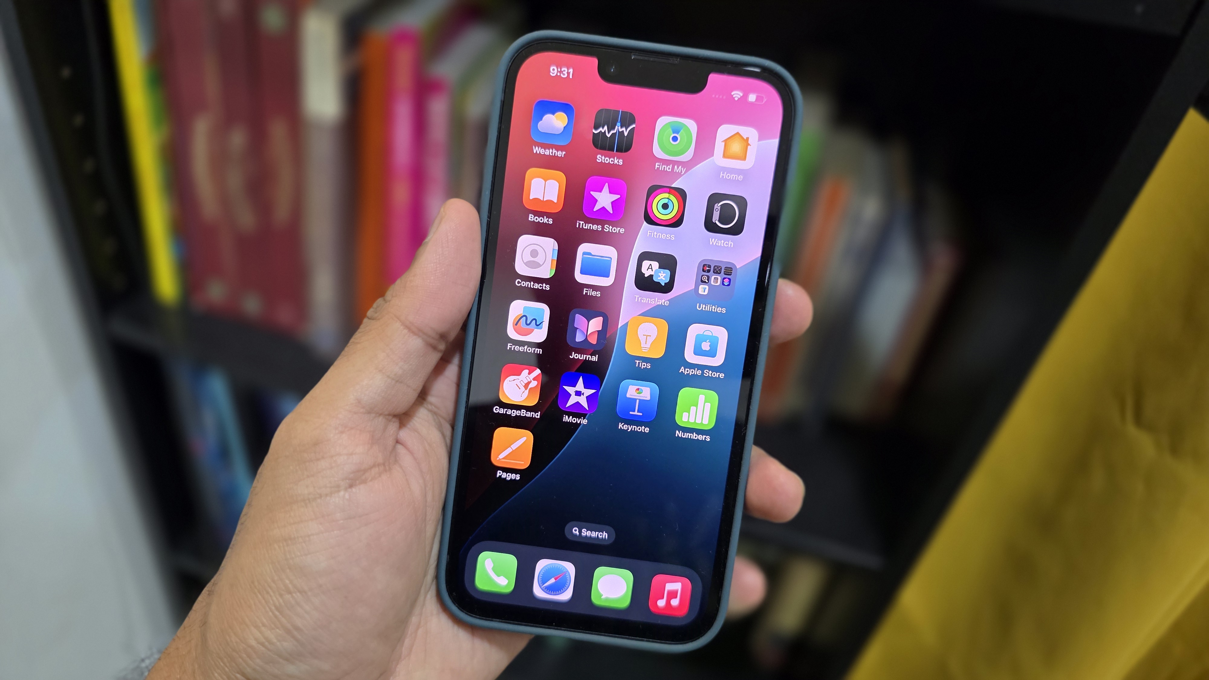 The iPhone 16e with the Lake Green-coloured Silicone Case.