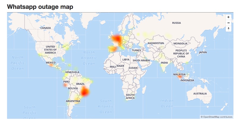 countries affected by whatsapp outage