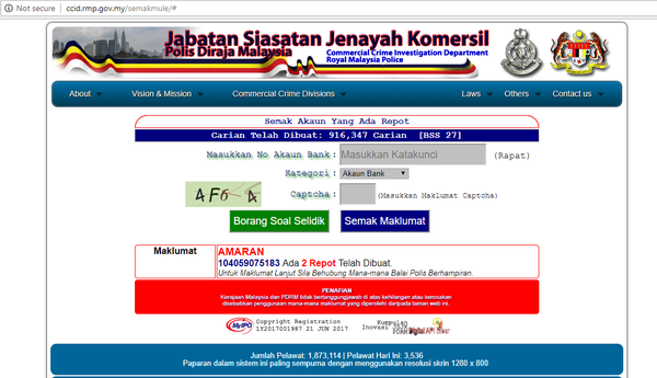 A screenshot of the website after details have been keyed in.