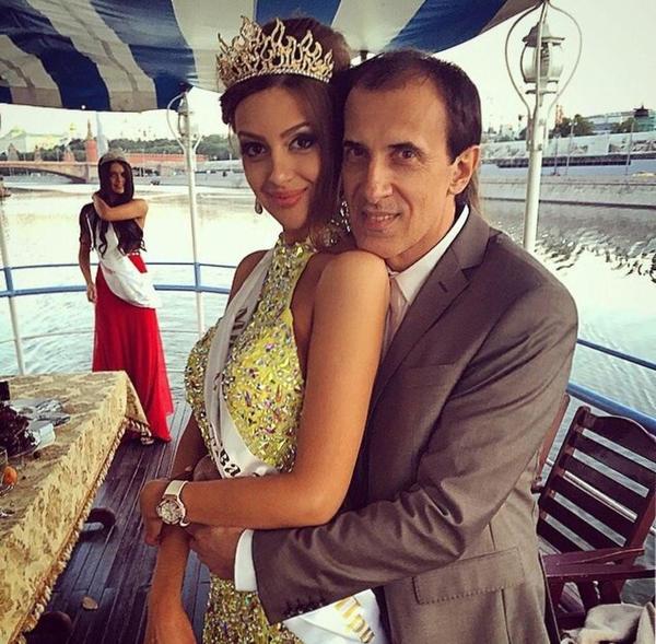 Oksana and her father in a picture taken on a boat near the Kremlin in 2015.