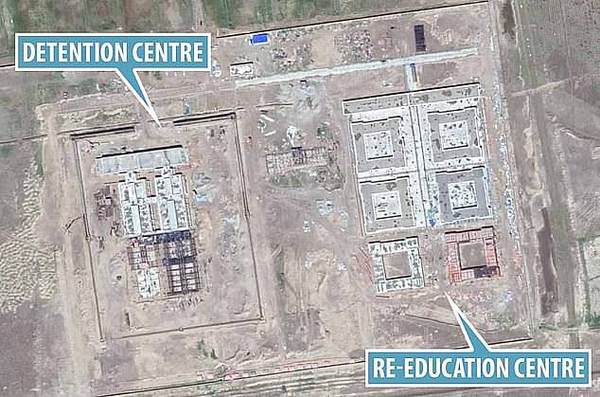 A satellite image of a 're-education' camp in Xinjiang.