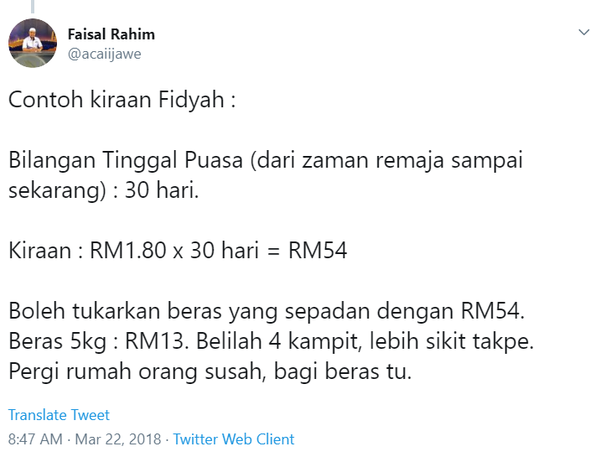 Dah Ganti Puasa Kalau Tak Nanti Kena Bayar Fidyah Apa Itu Fidyah Bagaimana Kiraannya