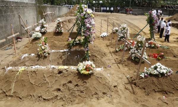 Victims of the bombings buried in Colombo, Sri Lanka earlier today, 23 April.