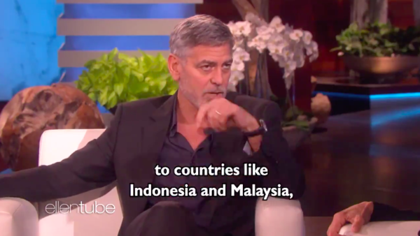 The moment Clooney singled out Malaysia and Indonesia during the interview with Ellen.