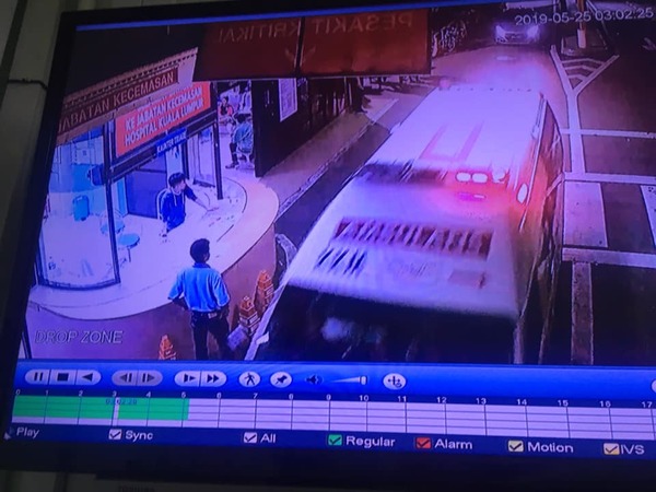 CCTV footage of the moment the man tailed the ambulance into HKL.