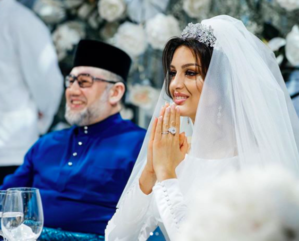 The newly married couple at their wedding reception in November.