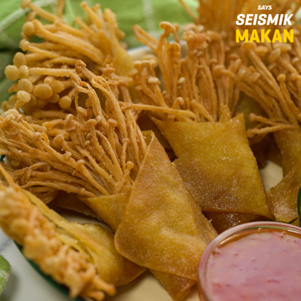 Wantan Cendawan Enoki Seismik Makan