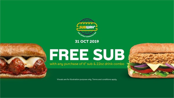 Image via Facebook Subway Malaysia Buy 1 Free 1 World Sandwich Day