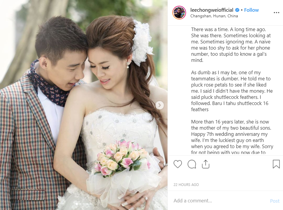 Lee Chong Wei S Cute Instagram Post For His Wife Got Everyone Wishing They Were In Love
