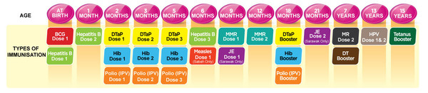 The National Immunisation Programme schedule.