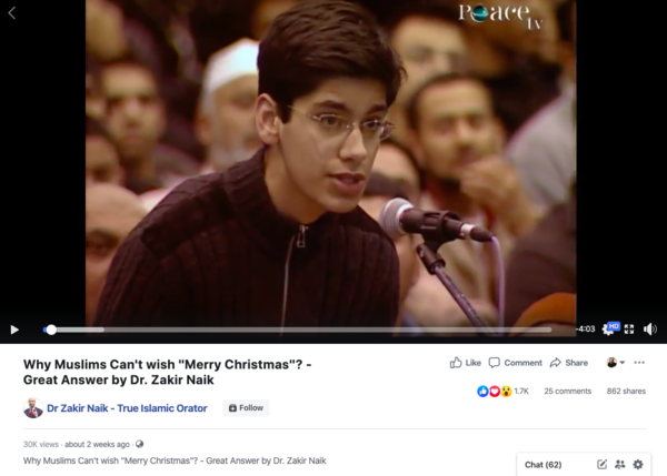 Screenshot of the video uploaded on the Facebook page on 8 December 2019.