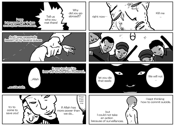 Panels from the manga "What Has Happened to Me".