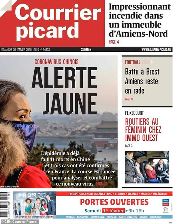 "Yellow Alert", reads a headline of a French daily.