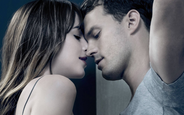 (Left to right) Dakota Johnson playing as Anastasia Steele and Jamie Dornan playing as Christian Grey.