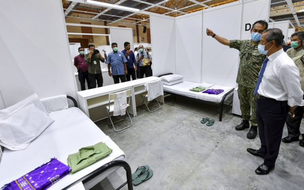 Prime Minister Tan Sri Muhyiddin Yassin visiting a temporary quarantine centre at the Malaysia Agro Exposition Park (MAEPS), Serdang.