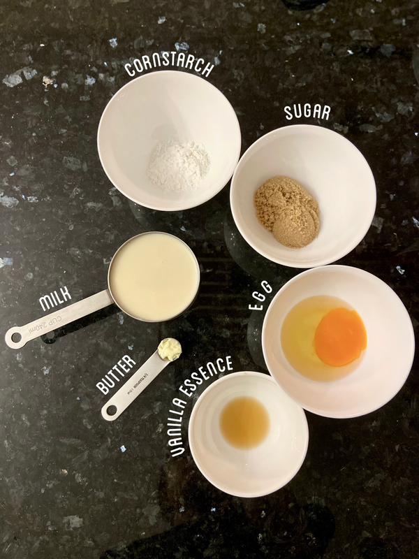 Ingredients for the custard topping.