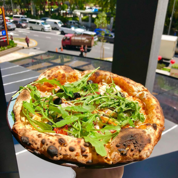 Vegan Tapenade Pizza.