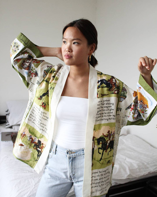 Previously, they created kimonos out of tea towels.