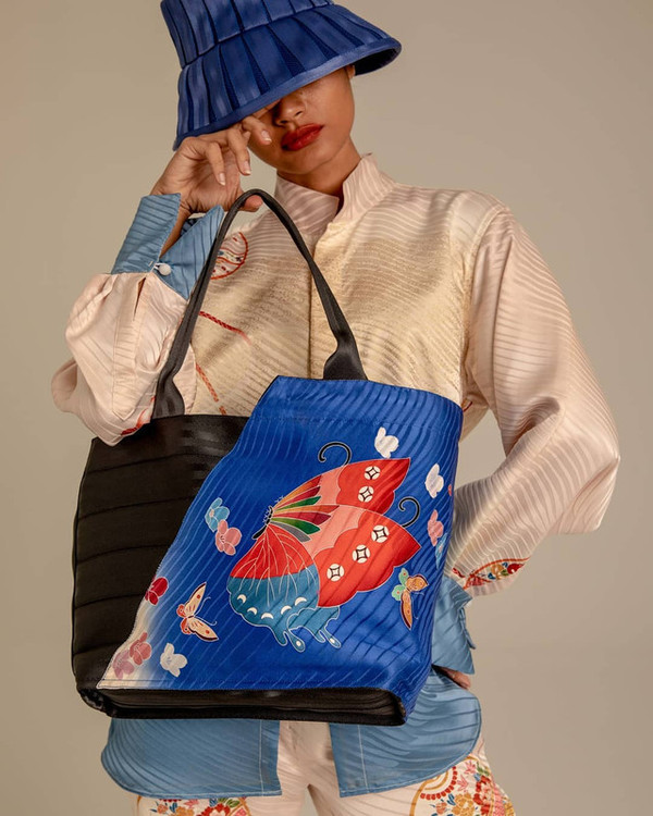 The bag was made from vintage kimonos.