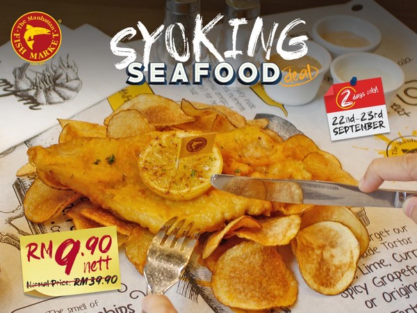 Dapatkan Salmon Fish & Chips Di Manhattan Fish Market Dengan RM9.90 Sahaja. Serbu jom! Seismik Makan