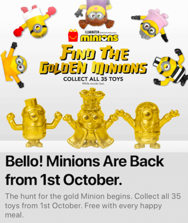 Minion Lovers! McDonald's Perkenal Happy Meal 'Golden Minion' Limited Edition Mulai Esok Seismik Makan