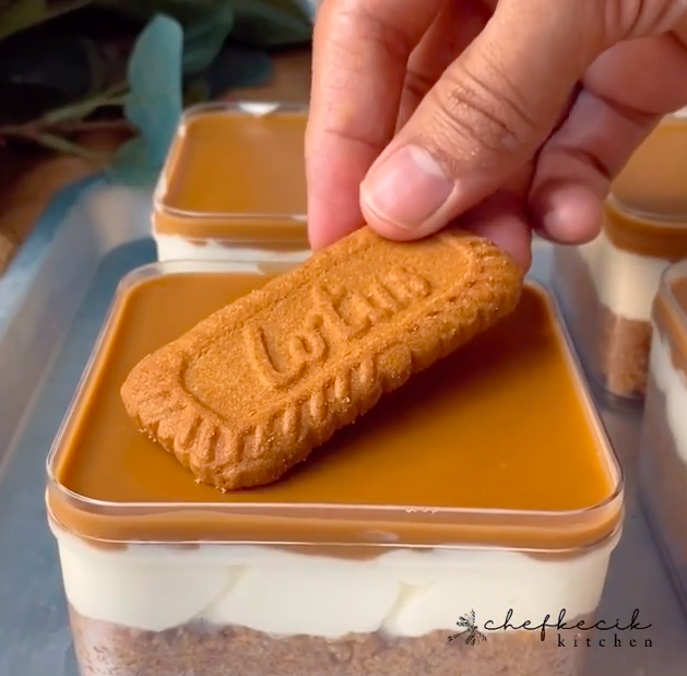 Resepi No-Bake Mini Biscoff Cheesecake Senang & Super 