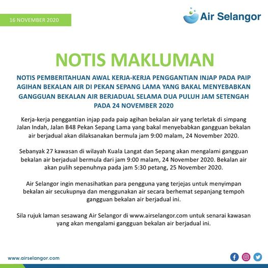 Image from Air Selangor (Facebook)