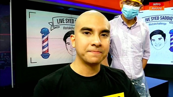 Wajah terkini Syed Saddiq setelah selesai 'dibotakkan' oleh ibunya dan barber profesional.