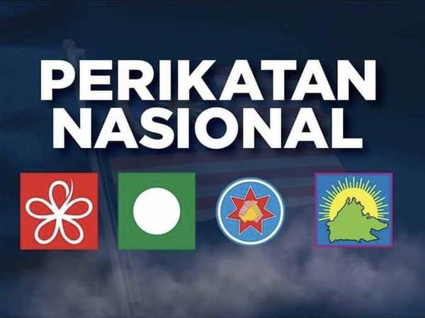 PN component parties' logos (from left to right): Bersatu, PAS, STAR, and SAPP.