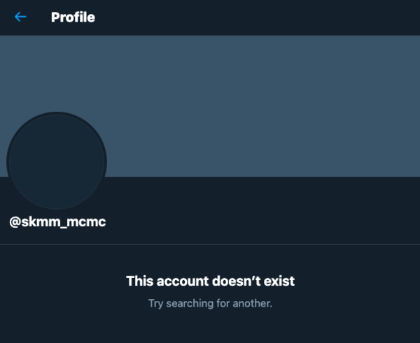 Screenshot of the official MCMC Twitter account, that was deleted on 12 January.