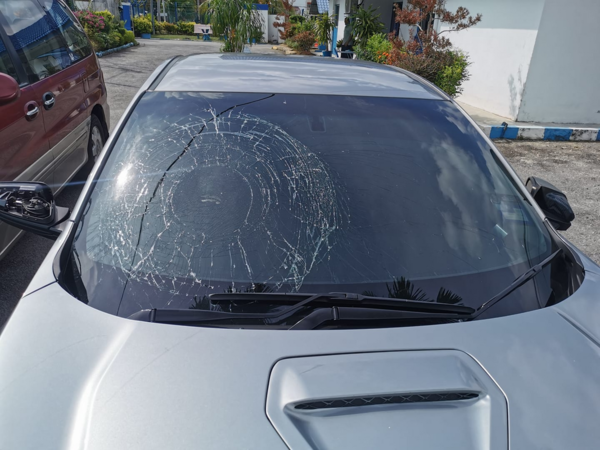 The victim shared a photo of her vehicle after the road rage incident.