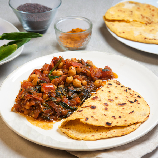 Chickpea curry with chapati.