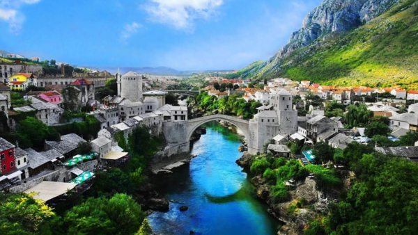 Stari Most, Old Bridge of Mostar, in Bosnia and Herzegovina.