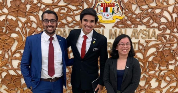 Former youth and sports minister Syed Saddiq Syed Abdul Rahman with the Undi18 co-founders.