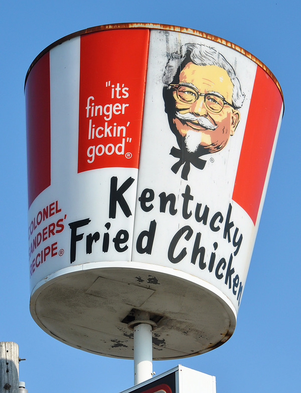 The famous KFC bucket sign at their outlet in Metropolis, Illinois (now closed).