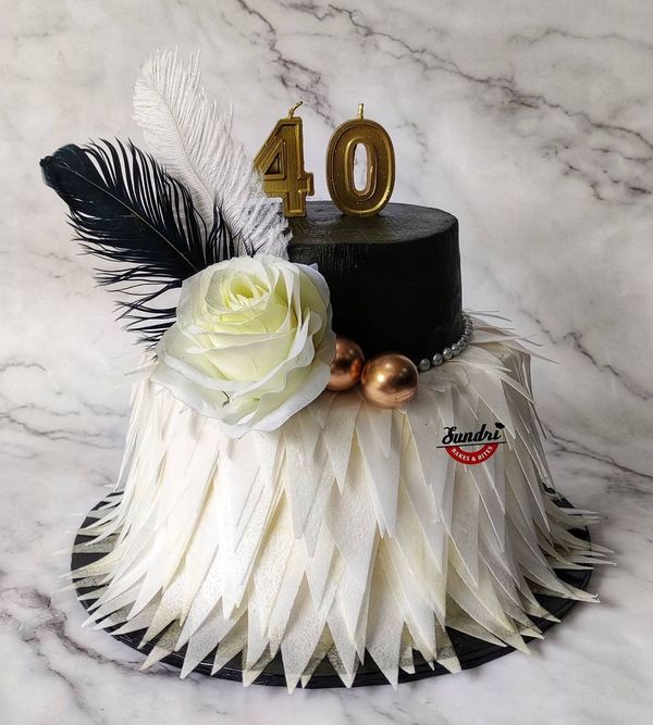 Feather birthday cake.