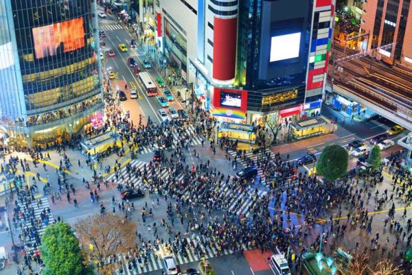 Shibuya Crossing in Tokyo, Japan.