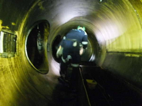 Colin walking through an engine oil gallery.