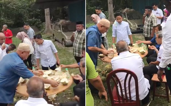 A screenshot of the video of the durian feast with Rashid.